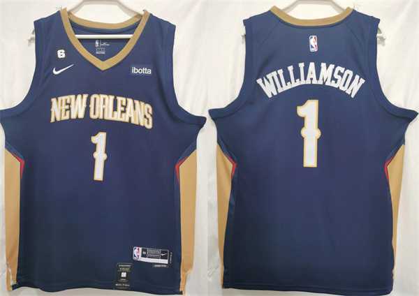 Mens New Orleans Pelicans #1 Zion Williamson Navy Stitched Basketball Jersey